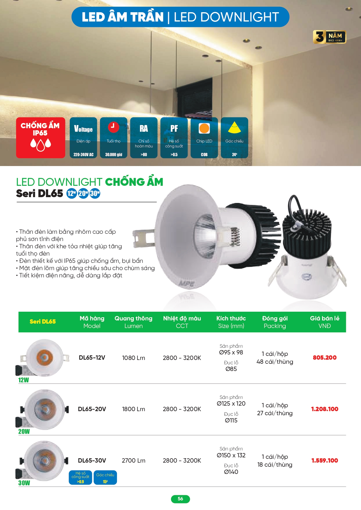 Bảng giá đèn LED MPE 2026